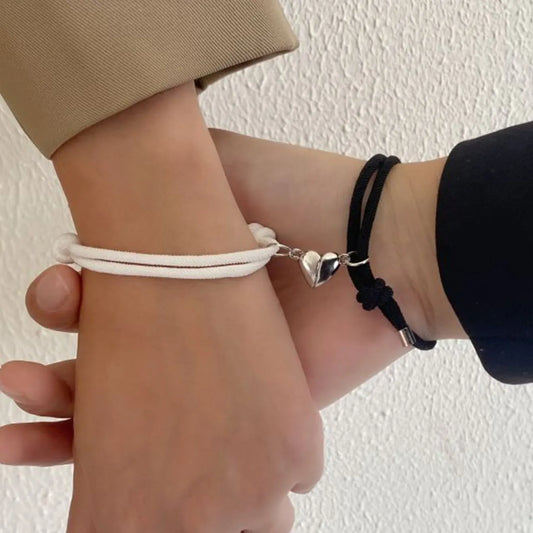 2 Piece Color Black White Hand Rope Love Magnetic Couple