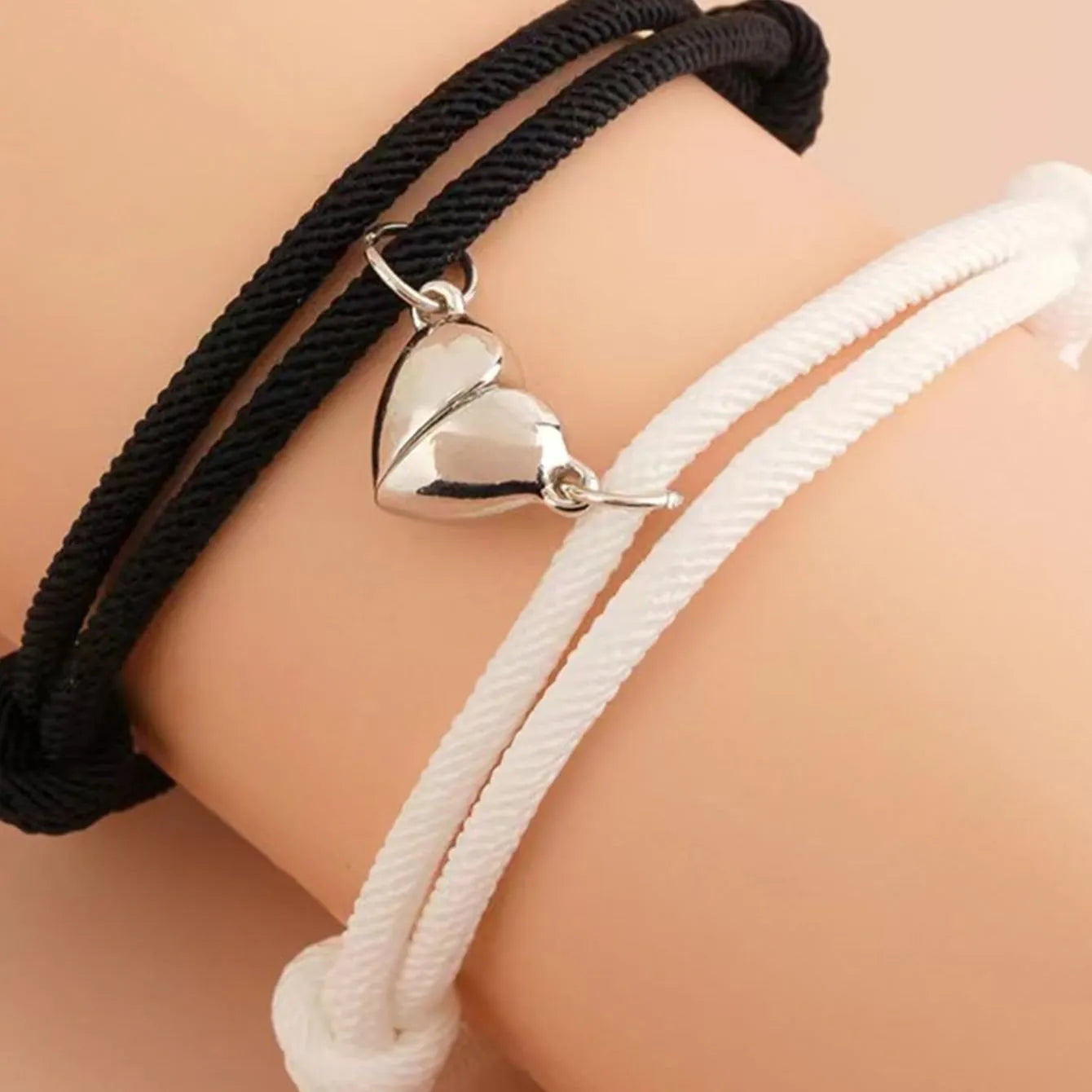 2 Piece Color Black White Hand Rope Love Magnetic Couple
